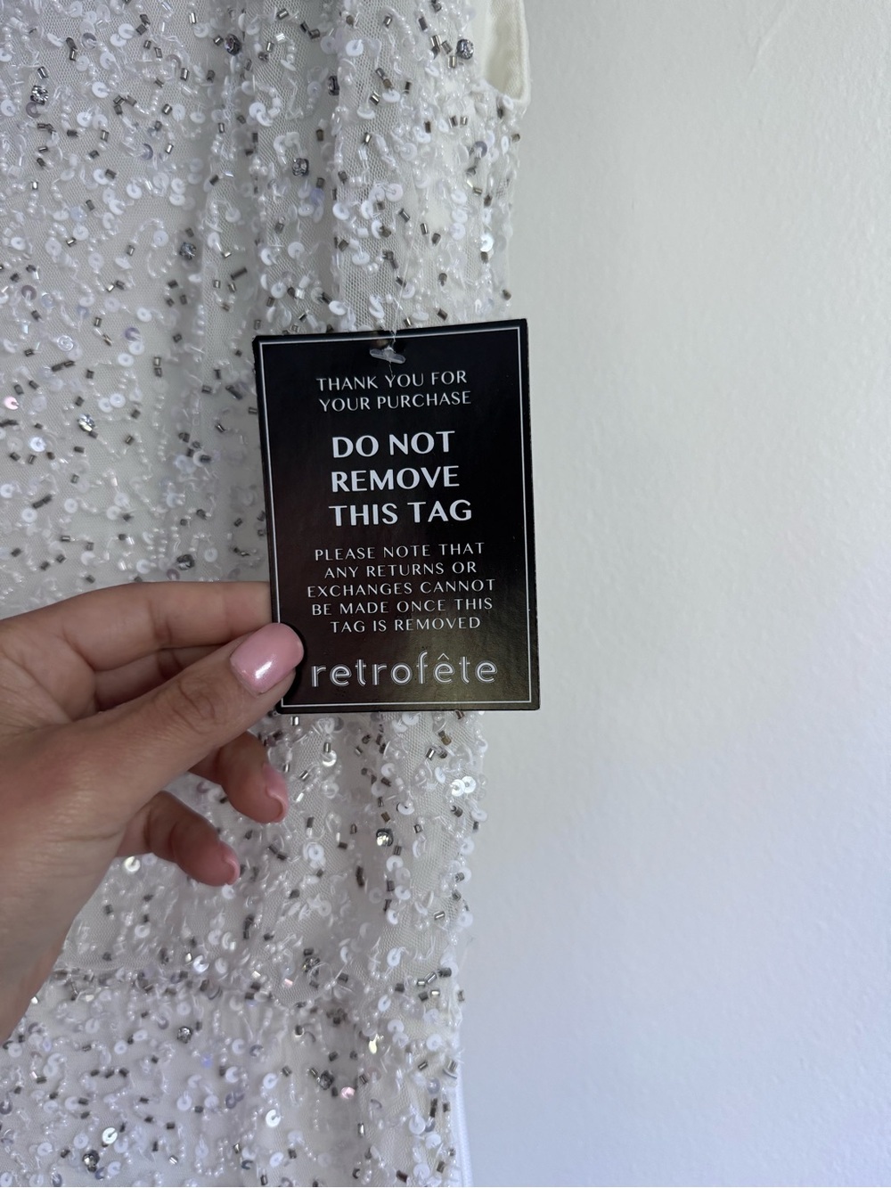 Retrofete Carnegie Sequin white silver beaded dress size small NWT - Picture 4 of 14